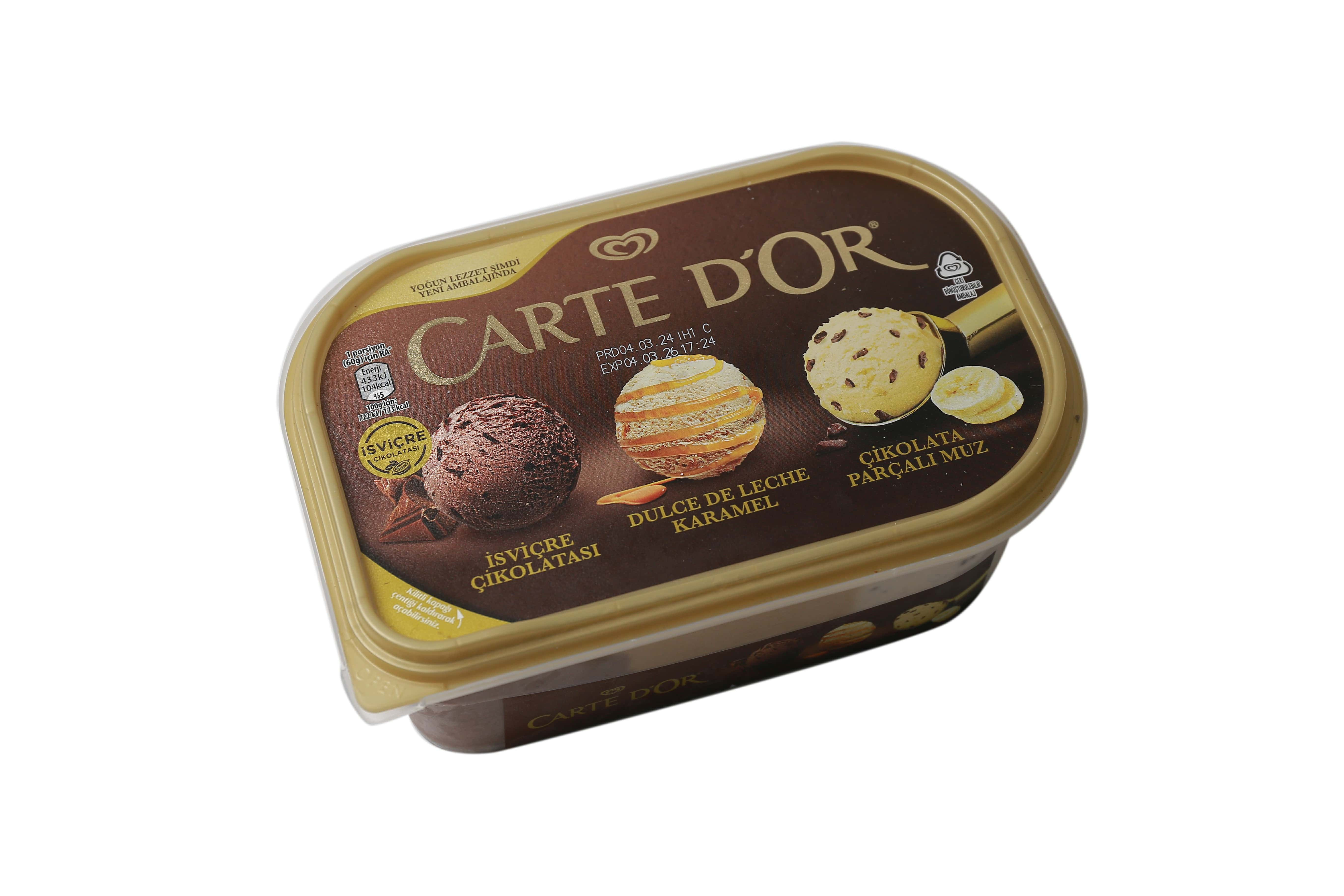 "Carte dor" isviçre,caramel ve çikolata parcali muz çikolatasi 850ml  (8683130044865)