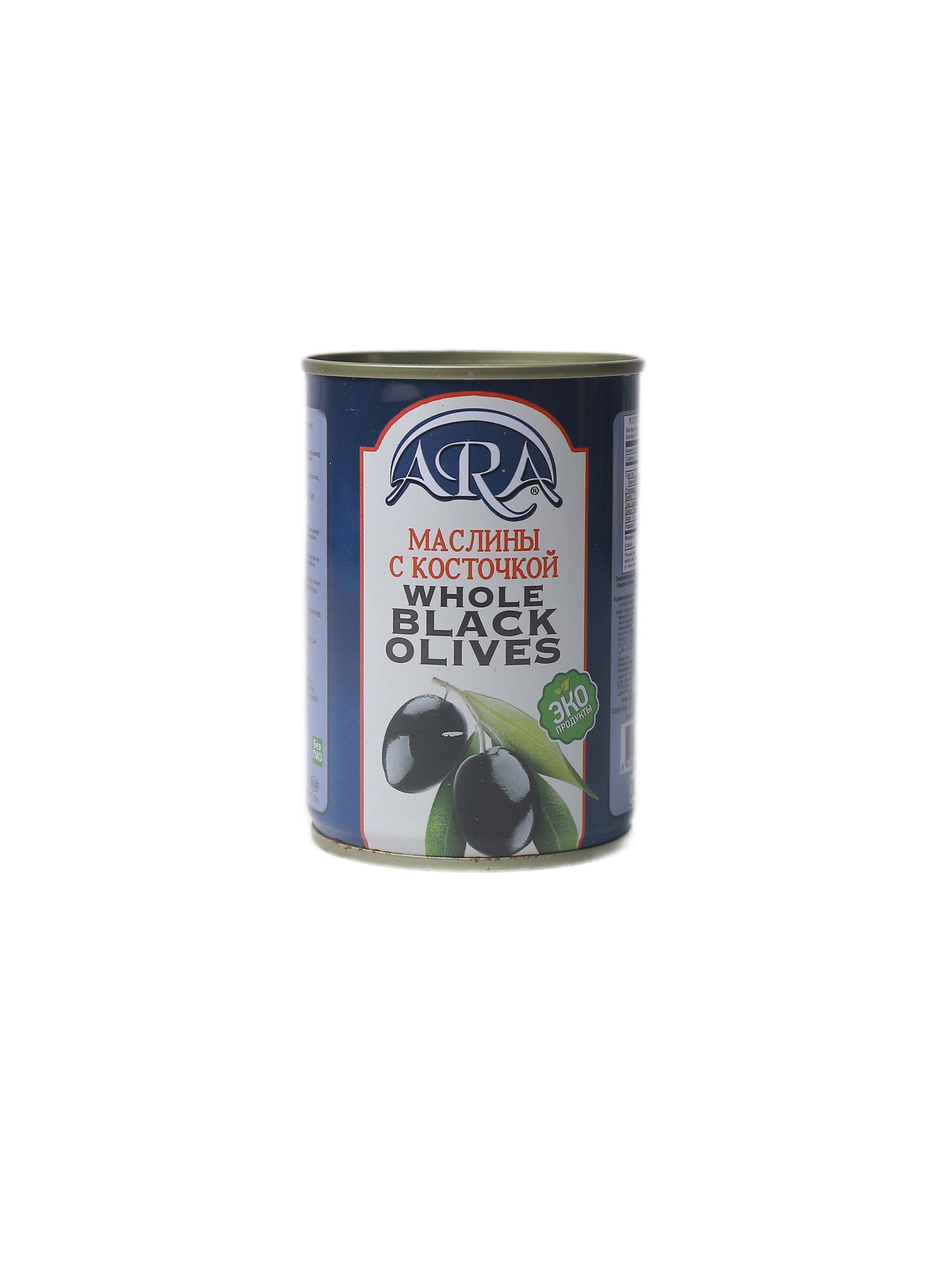 "Ara" Whole black olives masliny s kortoçkoý 280gr (8690425004787)