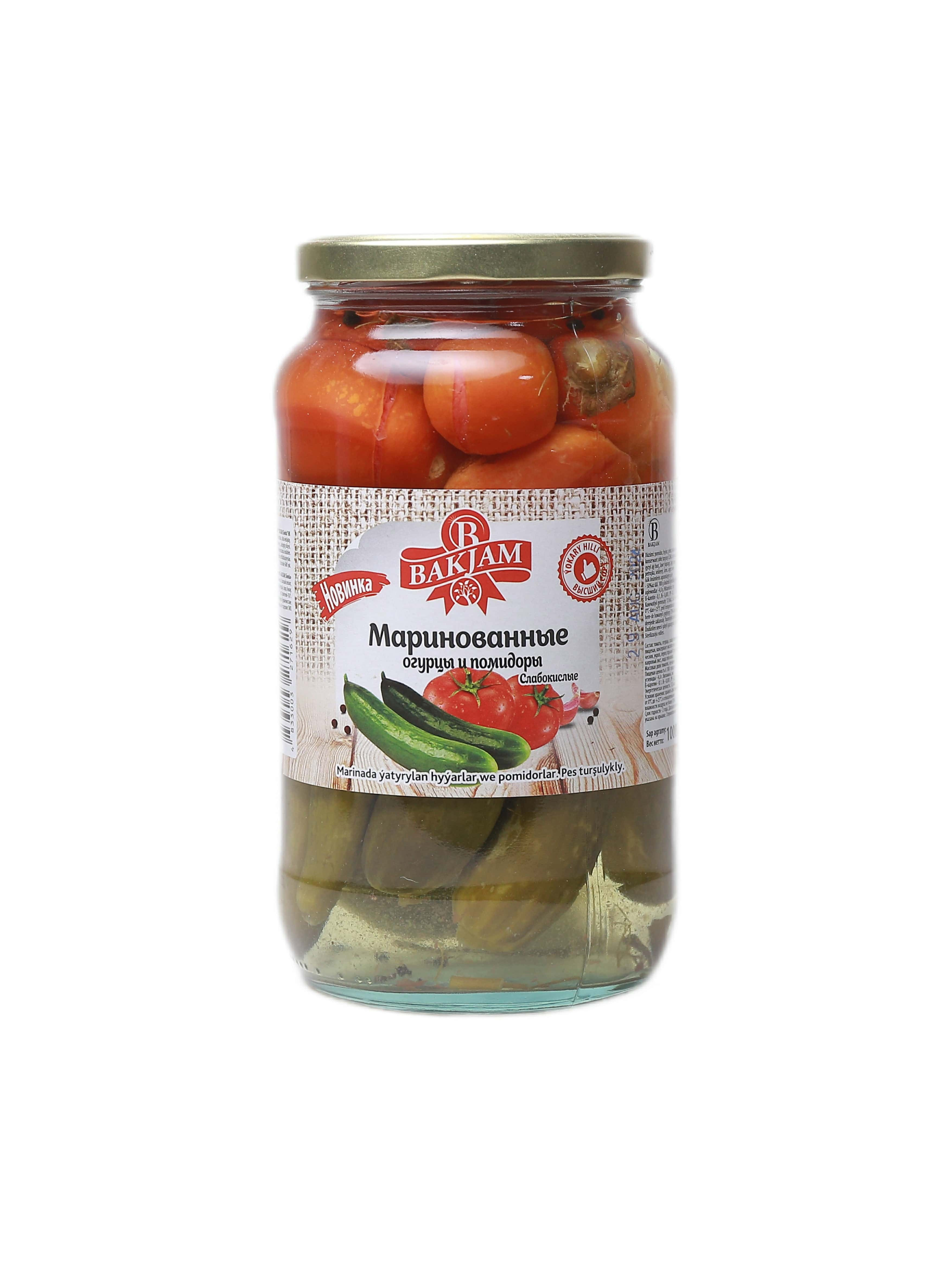 "Bakjam" Marinada ýatyrylan pomidor hyýar 1000gr (4833003271629)
