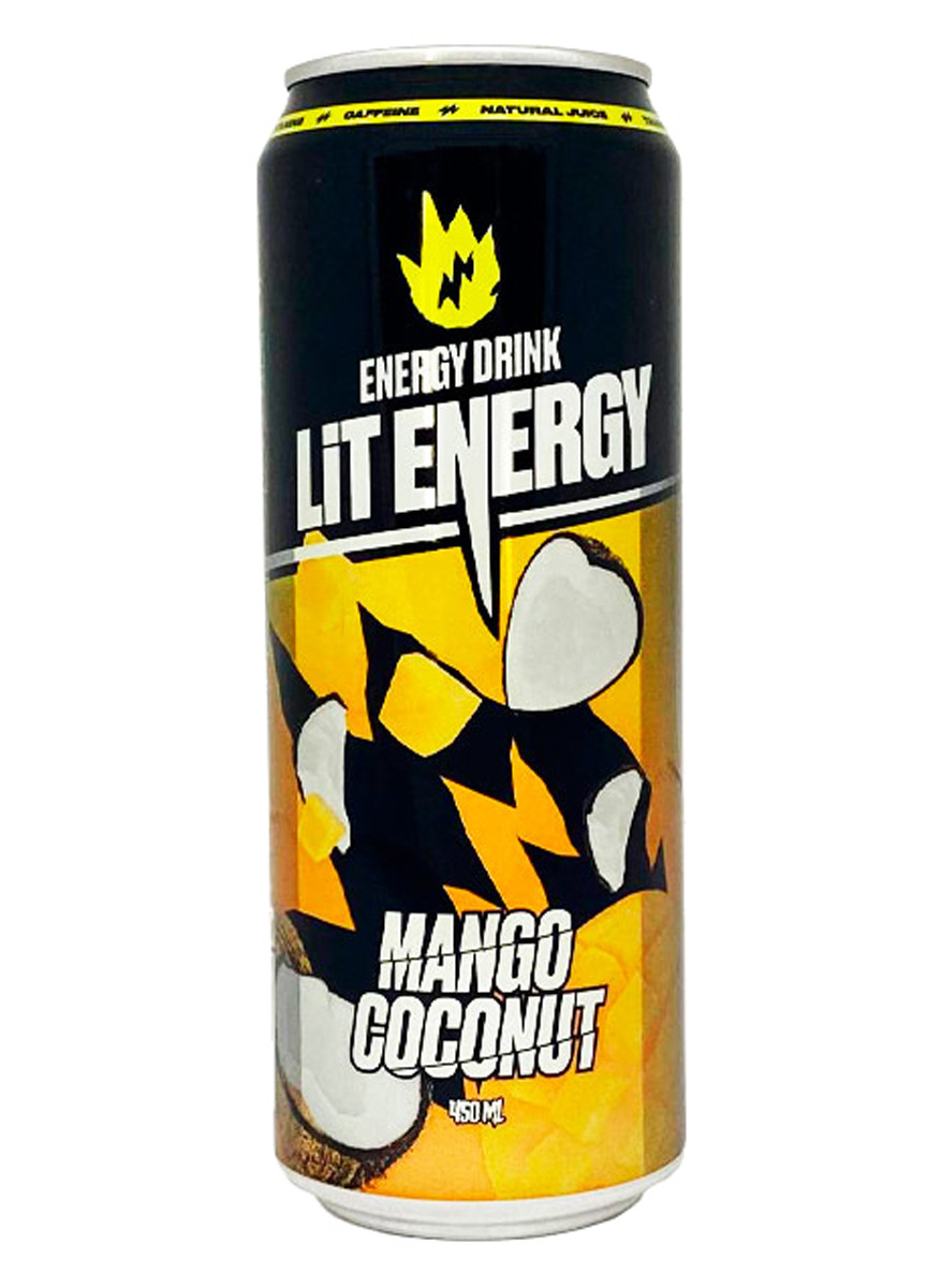 "Lit" Energy carbonated drink Mango & Coconut 450ml  (4680232930038)
