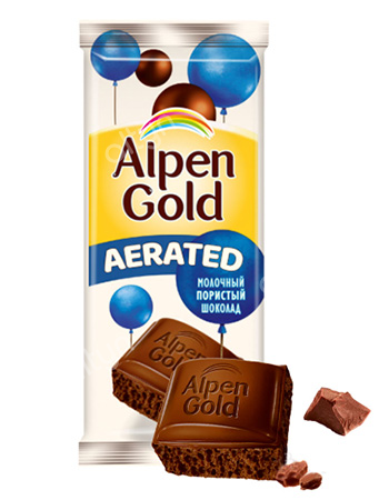Süýtli gözenekli şokolad Alpen Gold "Aerated" 80 gr (7622202035371)